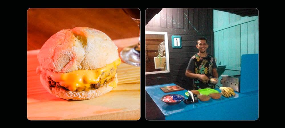 Gabriel Vasconcelos at the burger shop in Parintins, in the Amazon, where the company began